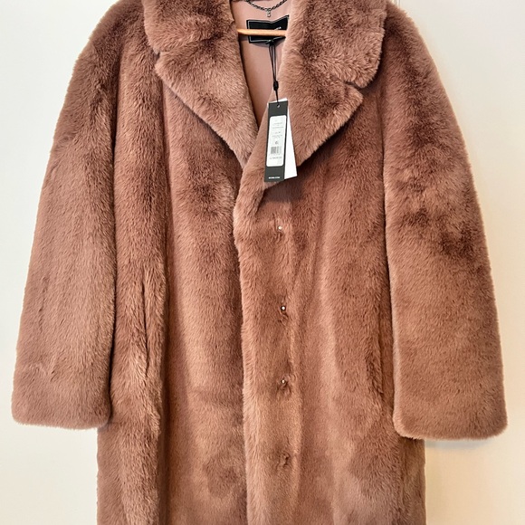 BCBGMaxAzria Jackets & Blazers - BCBGMAXAZRIA Faux Fur Coat – Size M – New with Tags color Rosewood
